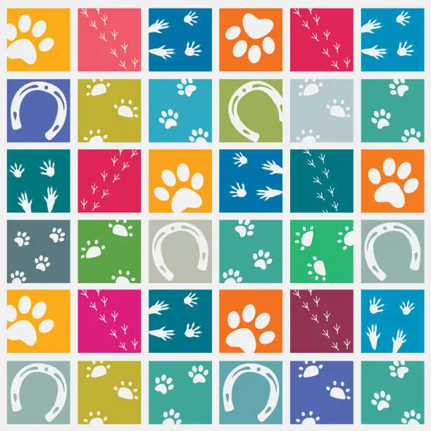 Vector illustration of Domestic Animals Footprints Pattern