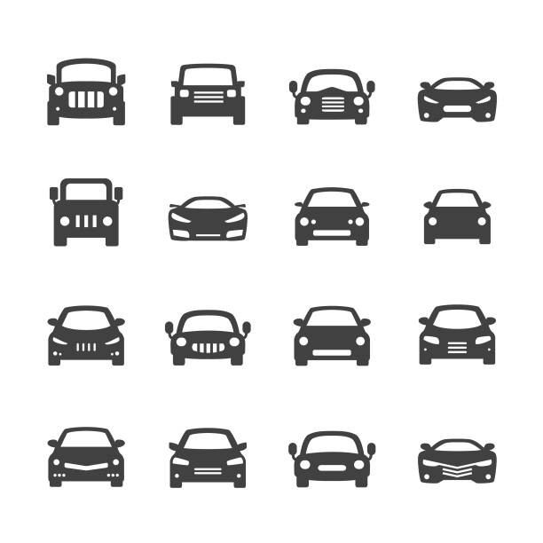 auto icons-acme serie - vorderansicht stock-grafiken, -clipart, -cartoons und -symbole
