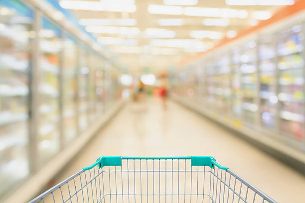 istock shopping cart with supermarket aisle 529687776