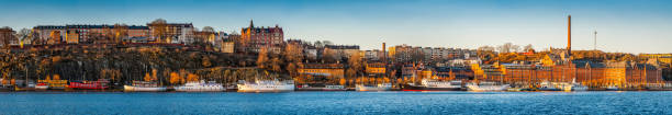 istock Stockholm Sodermalm waterfront warehouses homes and harbour Riddarfjarden panorama Sweden 529689589