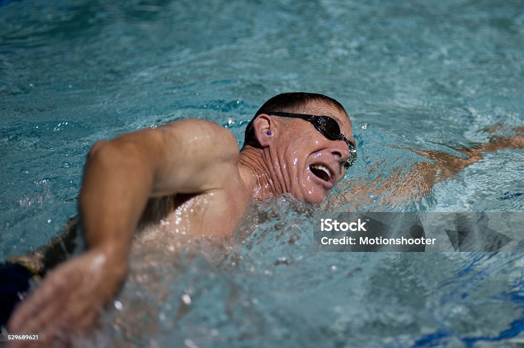 Breath of a swimmer Efficient motion and steady breathing keeps the pace on target Cardiovascular System Stock Photo