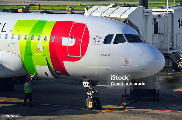 Tap Portugal Aircraft At Lisbon Airport Stock Photo - Download Image Now - Faucet, Commercial Airplane, Airport