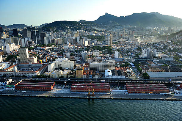 Aerial view of Port of Rio de Janeiro, Brazil stock photo