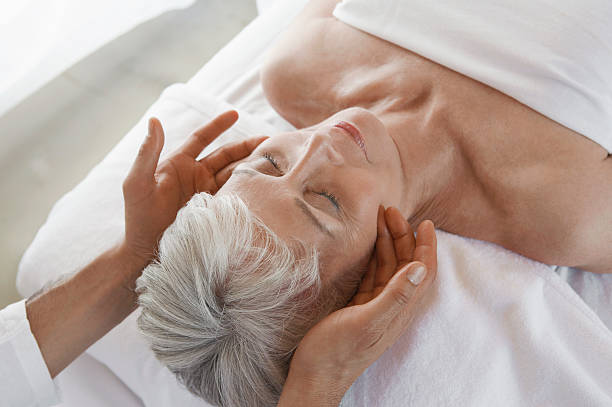 Woman Receiving a Massage stock photo