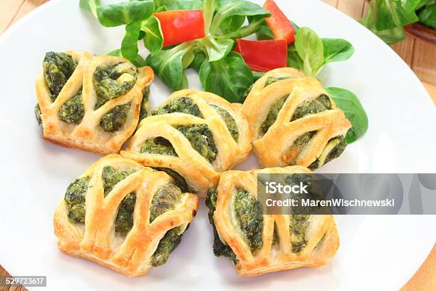 Puff Pastry With Spinach And Cheese Filling Stock Photo - Download Image Now - Vol-au-Vent, Bag, Baked