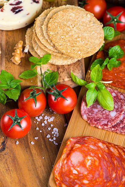 istock top table view over selection of party snacks 529723803