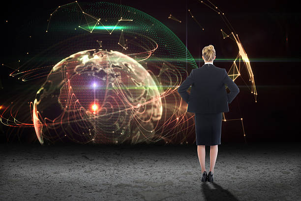 istock Composite image of businesswoman standing with hands on hips 529724073