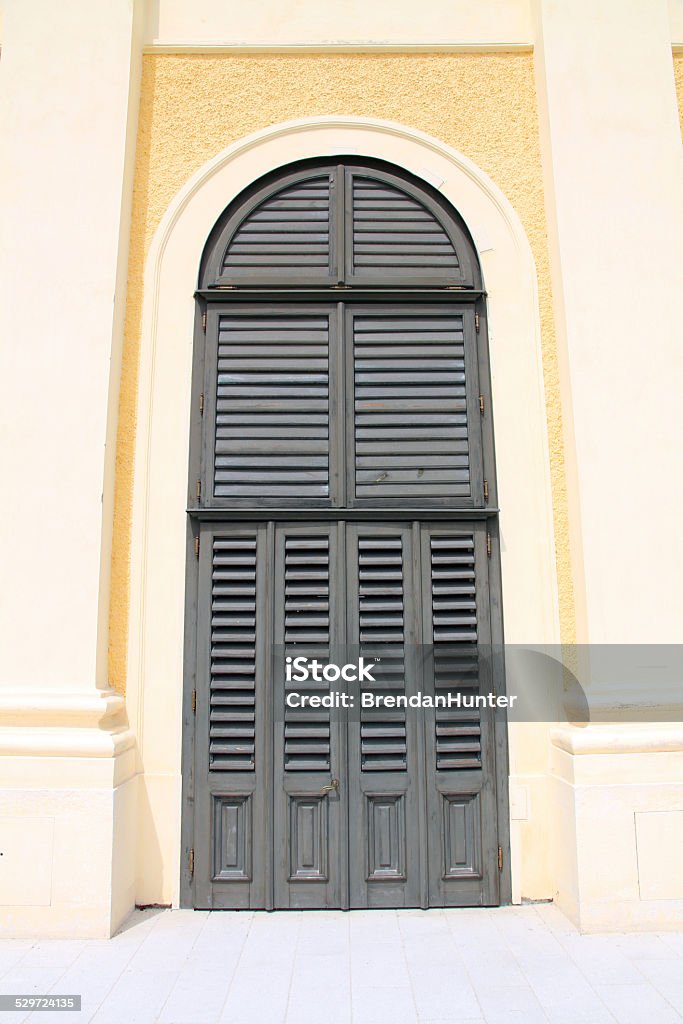 Black Door Black shutters over a door in Vienna.  Austria Stock Photo