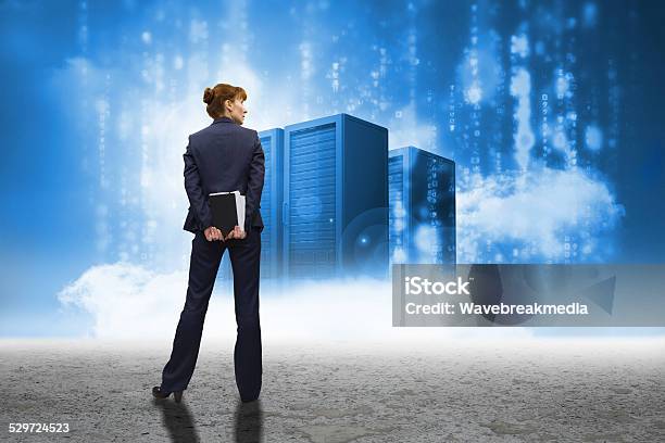 Composite Image Of Businesswoman Looking Stock Photo - Download Image Now - 30-34 Years, 30-39 Years, Adult