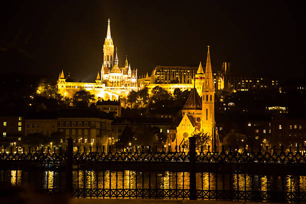 Night view of Buda part, illuminated St Matthias Church and Fisherman bastion in Budapest, Hungary