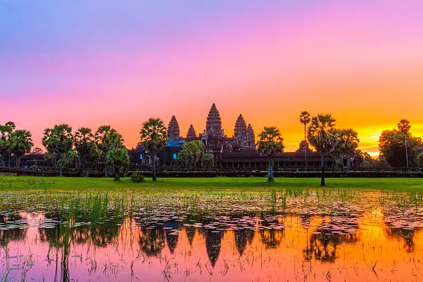 Angkor Wat Temple before sunrice, Siem Reap, Cambodia.
