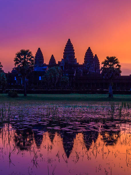 Angkor Wat before sunrice, Cambodia. stock photo