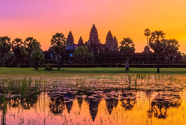 Angkor Wat before sunrice, Cambodia. stock photo