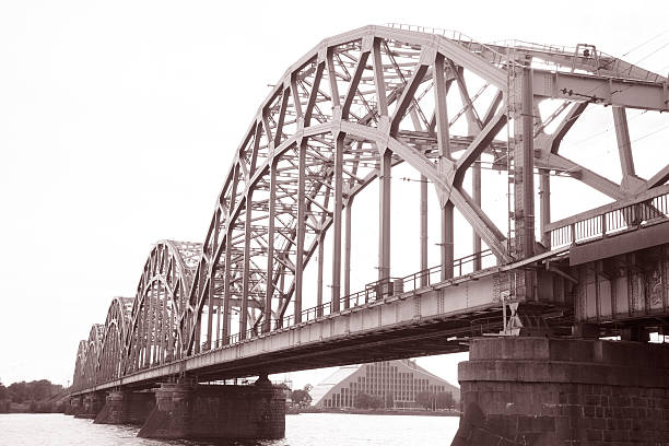 istock Railway Bridge and Banks of River Daugava, Riga 529727795