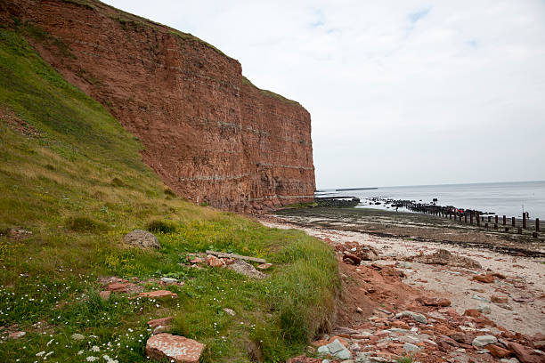 Red sedimentary rock cliffs at Helgoland Island (Germany)