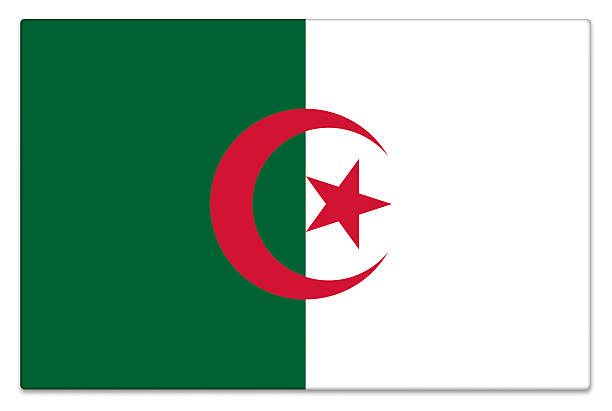 Algerian flag on wood texture.