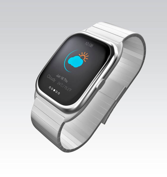 istock Silver smart watch isolated on gray background. Original design. 529729999