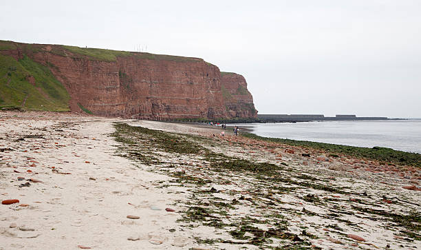 Red sedimentary rock cliffs at Helgoland Island (Germany)