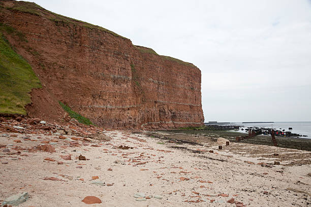 Red sedimentary rock cliffs at Helgoland Island (Germany)