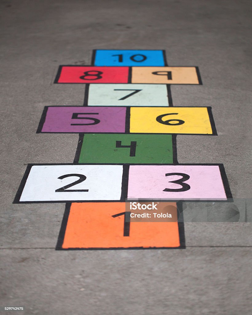 Hopscotch A colorful hopscotch game painted on the Pavement Hopscotch Stock Photo