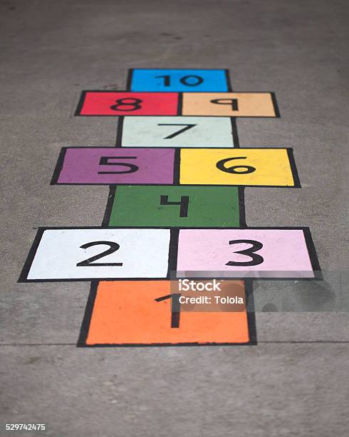 Hopscotch Stock Photo - Download Image Now - Hopscotch, Chalk - Art Equipment, Chalk Drawing