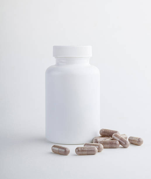 istock Supplementary bottle food tablets isolated 529744227