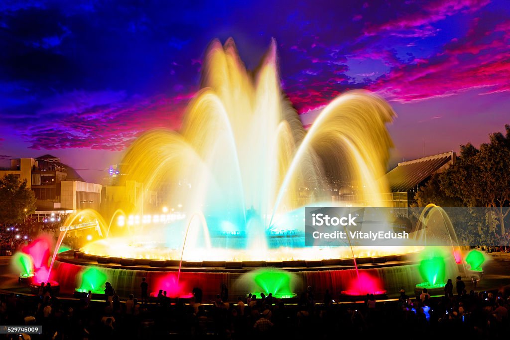 The famous Montjuic Fountain. The famous Montjuic Fountain in Barcelona.Spain, Catalonia Barcelona - Spain Stock Photo