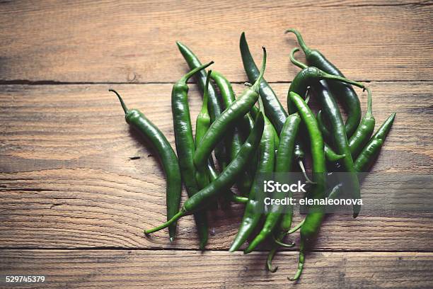 Green Chili Peppers Stock Photo - Download Image Now - Green Chili Pepper, Directly Above, Agriculture