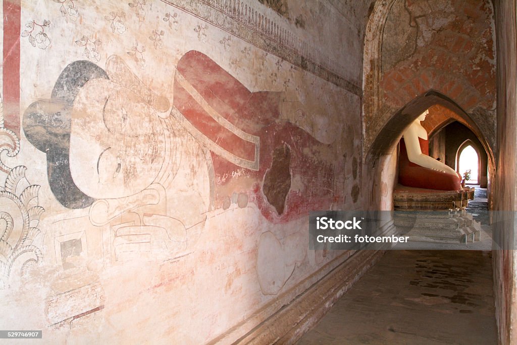 Fresco on Sulamani temple at the archaeological site of Bagan Fresco on Sulamani temple at the archaeological site of Bagan on Myanmar Antique Stock Photo