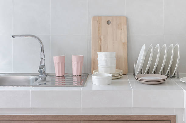 istock white clean counter in kitchen with utensil 529747851