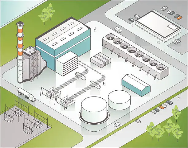 Vector illustration of Isometric Power Plant Illustration