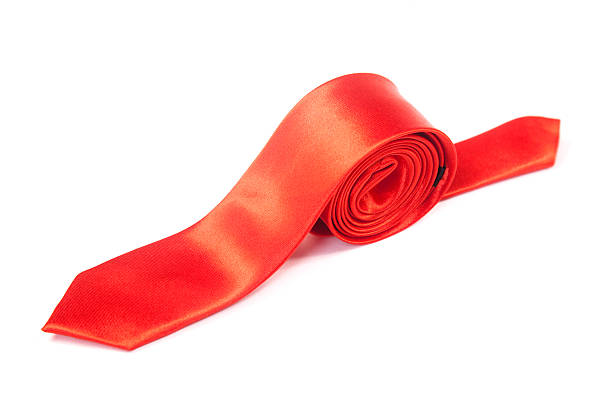 istock red narrow ties on an isolated white background 529749363