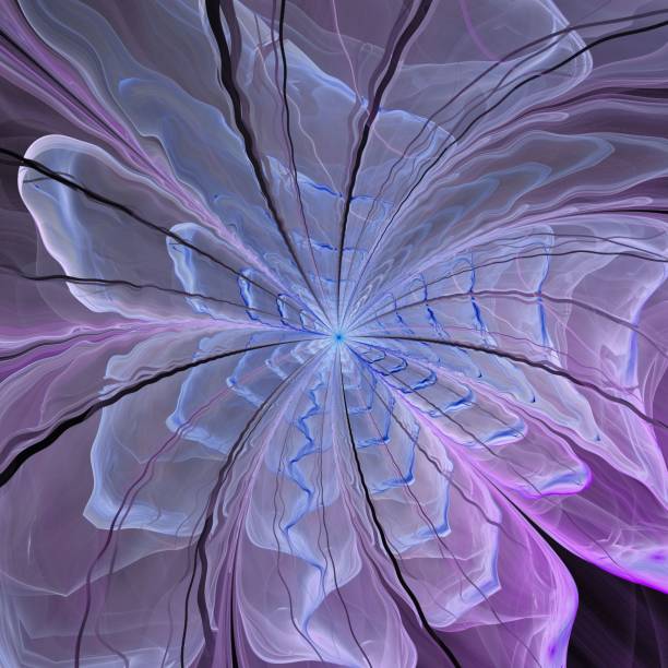 istock Symmetrical violet fractal flower, digital artwork 529766993