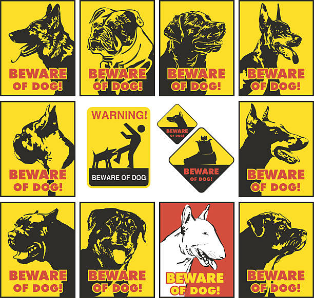 beware of dog Sign to beware of dog american bulldog stock illustrations