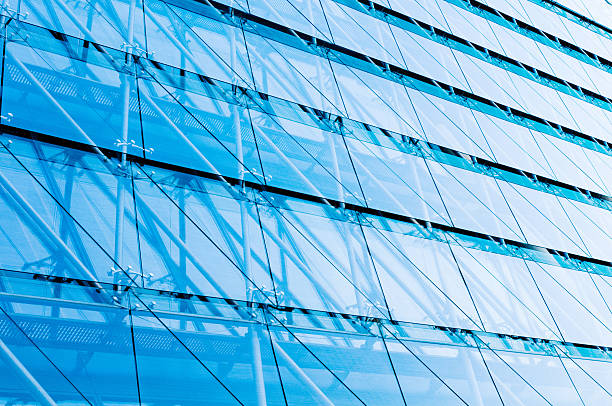 istock Modern glass architecture on modern office building with steel construction 529768919