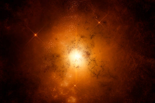Orange Nebula with stars on background stock photo