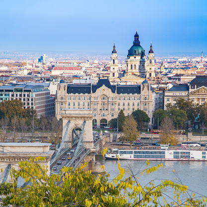 View of the Pest part of the city and Danube, Budapest, Hungary