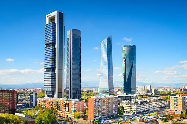 madryt, hiszpania, financial district - paseo de la castellana zdjęcia i obrazy z banku zdjęć