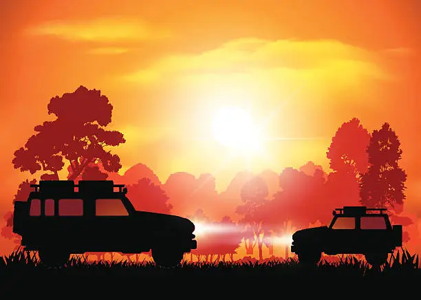 Vector illustration of Cars on off road