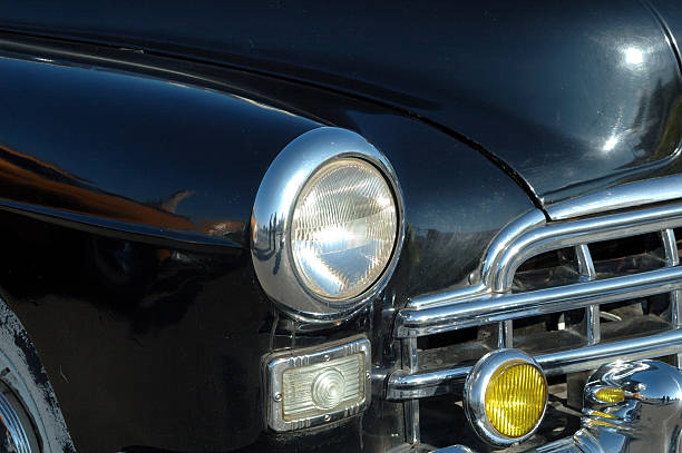 istock The left headlight of the old automobile 529785705