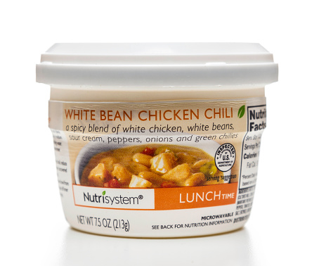 Miami, USA - October 8, 2014: Nutrisystem lunchtime white bean chicken chili jar