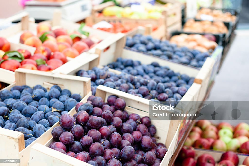 plums market Agriculture Stock Photo