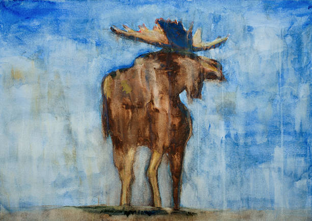 Moose Painting vector art illustration