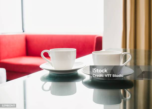 Two Cups Of Coffee On Table Stock Photo - Download Image Now - Apartment, Business Talk, Cafe