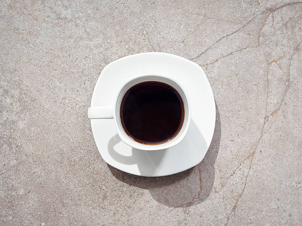 istock cup of coffee on table top view 529805567