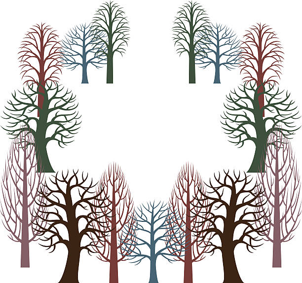 winter forest vector art illustration