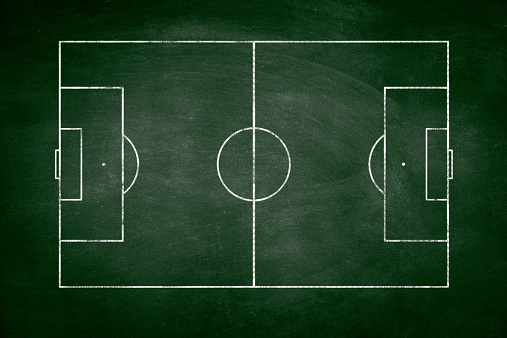 Empty football tactic board drawn on blackboard