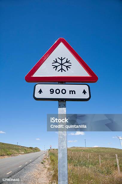 Snow Dangerous Road Signal Stock Photo - Download Image Now - Advice, Arrow Symbol, Black Color