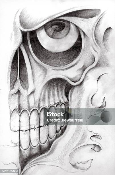 Art Skull Tattoo Stock Illustration - Download Image Now - Evil, Graffiti, Adult