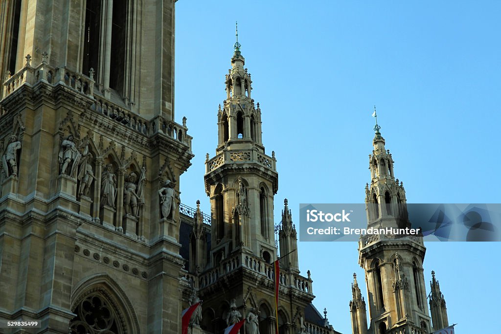 Medieval Spires The Vienna City Hall, also known as the Rathaus. Architecture Stock Photo